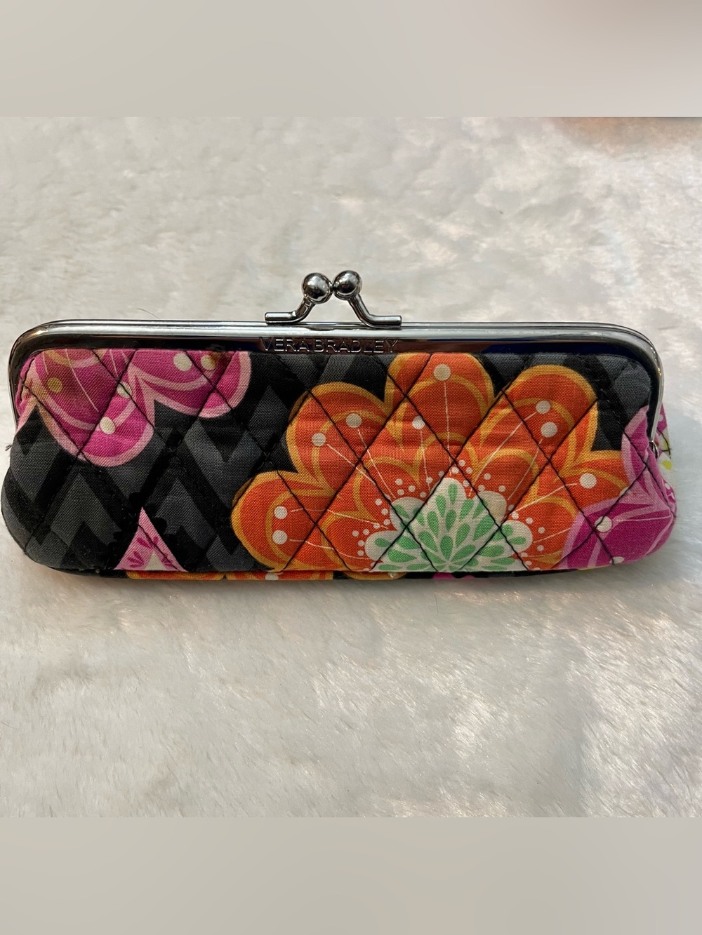 Vera Bradley Ziggy Zinnia Case Kisslock Clasp Quilted Retired Pattern